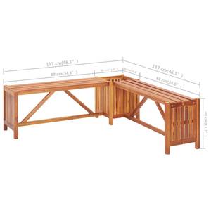 Banc de jardin 3007511-2 Marron - Bois massif - Bois/Imitation - 117 x 40 x 117 cm