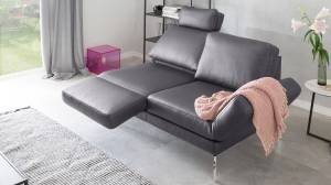 Sofa HURRICANE 2-Sitzer Leder Grau