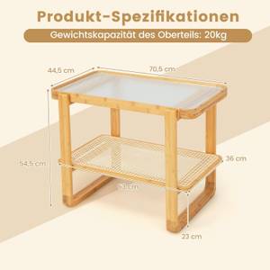 Beistelltisch mit Abnehmbarer Glasplatte Braun - Bambus - 45 x 55 x 71 cm