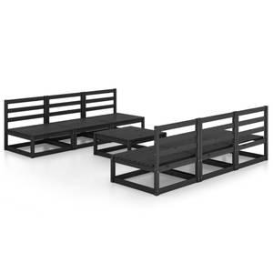 Garten-Lounge-Set (7-teilig) 3009878-1 Schwarz - Massivholz - Holzart/Dekor - 70 x 30 x 70 cm