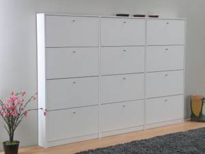 Schuhschrank Escape Weiß - Holz teilmassiv - 225 x 148 x 17 cm
