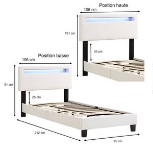 Polsterbett mit LED BENITO Weiß
