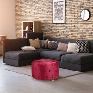 Runder Sitzhocker in Bordeaux Braun - Rot - Holzwerkstoff - Kunststoff - Textil - 65 x 41 x 65 cm