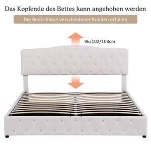 Polsterbett Phoebe Ⅱ Weiß - Holzwerkstoff - Metall - Massivholz - Textil - Holzart/Dekor - 184 x 108 x 203 cm