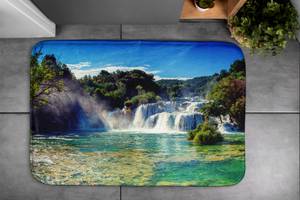 Badteppich Landschaft Wasserfall Grün - Textil - 90 x 60 x 90 cm