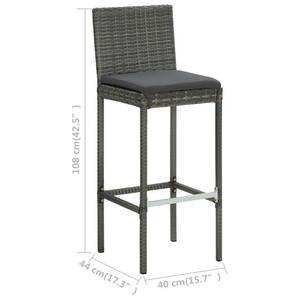 Bar-Set (5-teilig) 3011734-2 Grau - Metall - 61 x 111 x 100 cm