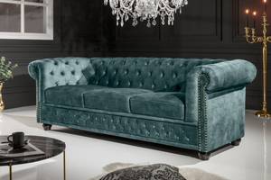 3er Sofa CHESTERFIELD Blau - Grün