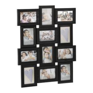 Bilderrahmen für 12 Fotos Schwarz - Holzwerkstoff - Kunststoff - 53 x 69 x 3 cm