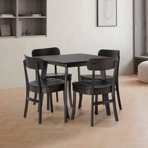 Ensemble table et 4 chaises Nala Noir - Bois massif - 80 x 75 x 80 cm