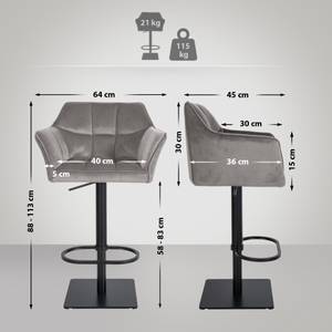 Tabouret de bar Damaso Gris - Noir