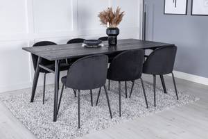 Essgruppe Sleek (7-teilig) Schwarz - Massivholz - 95 x 75 x 195 cm