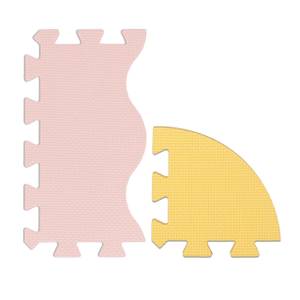 Bunte Puzzlematte mit Rand Blau - Pink - Gelb - Kunststoff - 30 x 1 x 30 cm