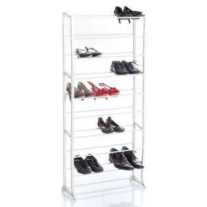 Schuhregal mit Platz für 30 Paar Schuhe Weiß - Kunststoff - 26 x 140 x 64 cm