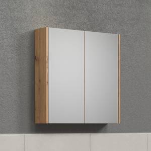 Armoire à miroir tactile Marron - En partie en bois massif - 69 x 70 x 15 cm