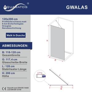 Duschwand Walk-In GWALAS Breite: 120 cm