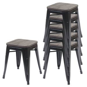 Tabouret A73 assise bois (lot de 6) Noir