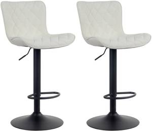 Tabourets de bar Emma Lot de 2 Blanc crème