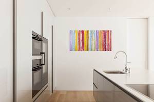 Acrylbild handgemalt Line it up Massivholz - Textil - 120 x 60 x 4 cm
