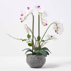 Künstliche weiße Phalaenopsis-Orchidee Weiß - Kunststoff - 26 x 52 x 52 cm