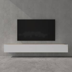 TV Lowboard Fernsehschrank02 Eiche Wotan Dekor - Weiß - Tiefe: 240 cm