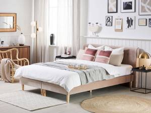 Lit double MARQUISE Beige - Rose foncé - Largeur : 191 cm