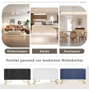 Sideboard Eos Ⅳ Blau - Holzwerkstoff - Metall - 40 x 80 x 138 cm