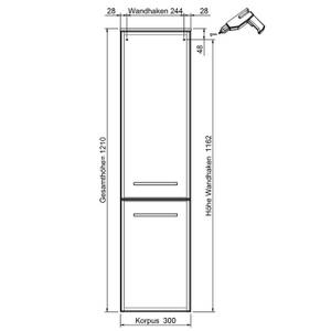 Badezimmer Midischrank in weiß Glanz Weiß - Holzwerkstoff - 30 x 121 x 33 cm