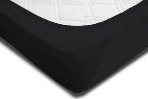 Bettlaken schwarz 140-160x200 cm Heavy Schwarz - Textil - 140 x 4 x 200 cm