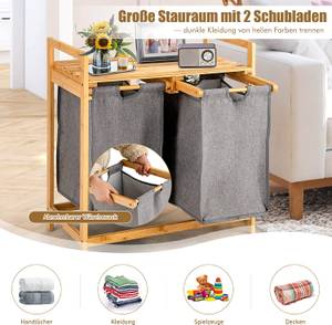 2 Fächer Wäschekorb Braun - Bambus - 33 x 73 x 64 cm