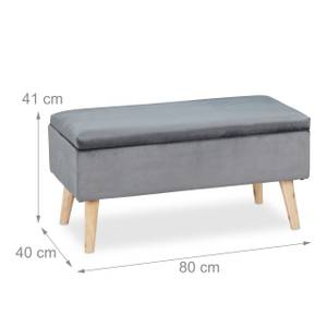 Banc en velours avec espace de rangement Anthracite