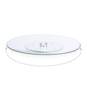 1 x Drehbare Tortenplatte Glas Silber - Glas - Metall - 30 x 2 x 30 cm