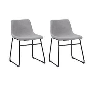 Lot de 2 chaises tissu gris Gris - Textile - 53 x 77 x 47 cm