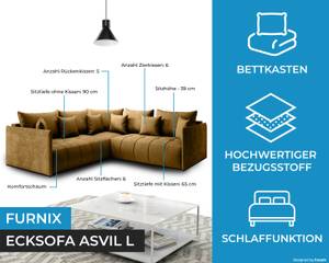 Ecksofa Asvil L Monolith 48 Gold