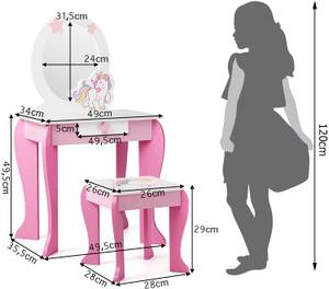 Kinder Schminktisch mit Hocker Pink - Holzwerkstoff - 36 x 89 x 50 cm