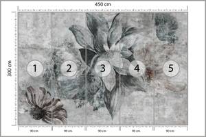 Fototapete BLUMEN Beton Optik Vintage Grau - 450 x 300 x 300 cm