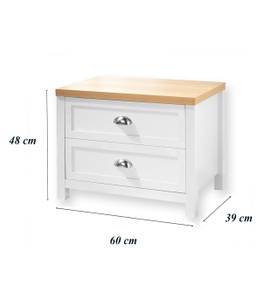 Nachttisch mit 2 Schubladen Weiß - Holzwerkstoff - 39 x 48 x 60 cm