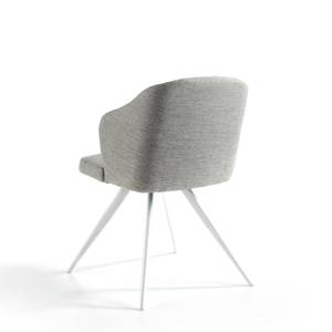 Chaise en tissu et acier blanc Gris - Blanc - Textile - 48 x 82 x 57 cm