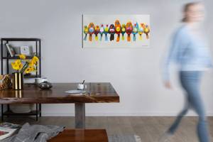 Tableau peint à la main Amis pour la vie Bois massif - Textile - 120 x 60 x 4 cm