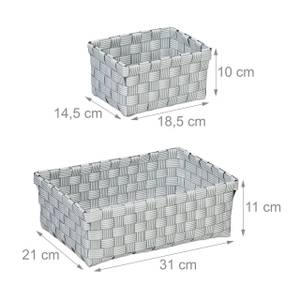 Lot de 3 paniers de rangement Gris - Blanc - Métal - Matière plastique - 31 x 11 x 21 cm