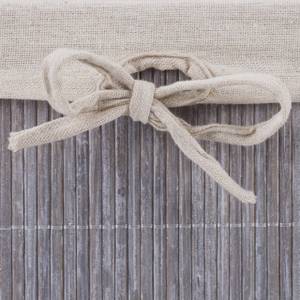 Aufbewahrungskorb 4er Set aus Bambus Grau - Weiß - Bambus - Holzwerkstoff - Textil - 34 x 18 x 24 cm