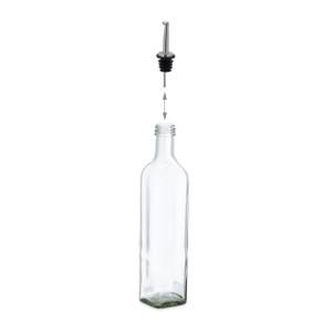 Essig- und Ölspender 4er Set Schwarz - Silber - Glas - Kunststoff - 6 x 33 x 6 cm