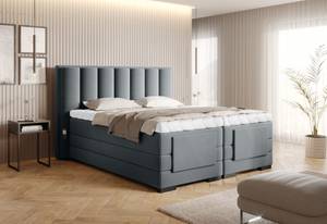 Box spring lit Theo Gris - 220 x 198 cm