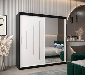 Armoire à portes coulissantes york 2 Noir - Blanc - Largeur : 200 cm - 2 porte