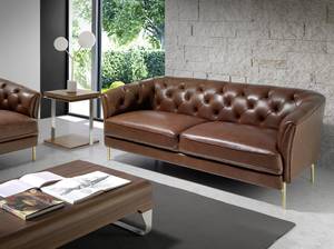 2-Sitzer-Sofa aus braunem Leder Braun - Echtleder - Textil - 188 x 75 x 94 cm