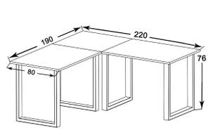 Schreibtisch Lona Schwarz - Braun - Holzwerkstoff - 220 x 76 x 80 cm