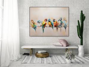 Acrylbild handgemalt Little Family Massivholz - Textil - 120 x 90 x 4 cm