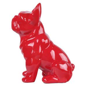 Statue chien boston terrier H22cm - HARU Rouge - Porcelaine - 19 x 22 x 12 cm