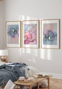 Aquarell Rosa Marmor Poster Set Papier - 70 x 50 x 70 cm