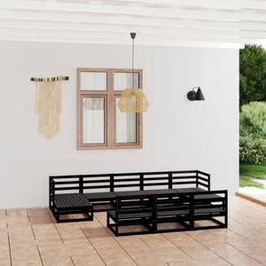 Garten-Lounge-Set (10-teilig) 3009740 Schwarz - Massivholz - Holzart/Dekor - 70 x 30 x 70 cm