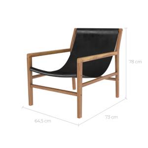 Fauteuil Apache Noir - Cuir véritable - 64 x 78 x 73 cm